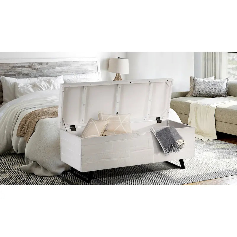 Banc de rangement Broadmore en bois d'acacia de 46 pouces