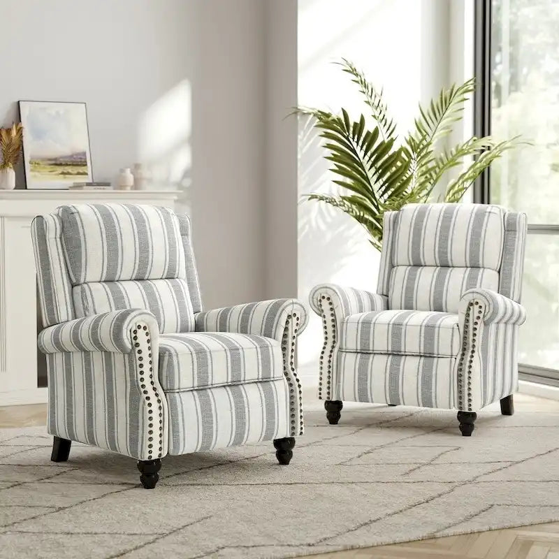 Lot de 2 fauteuils inclinables modernes à assise rembourrée en cuir PU/tissu