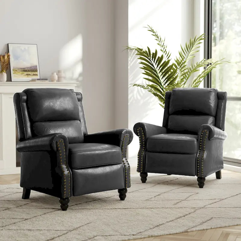 Lot de 2 fauteuils inclinables modernes à assise rembourrée en cuir PU/tissu