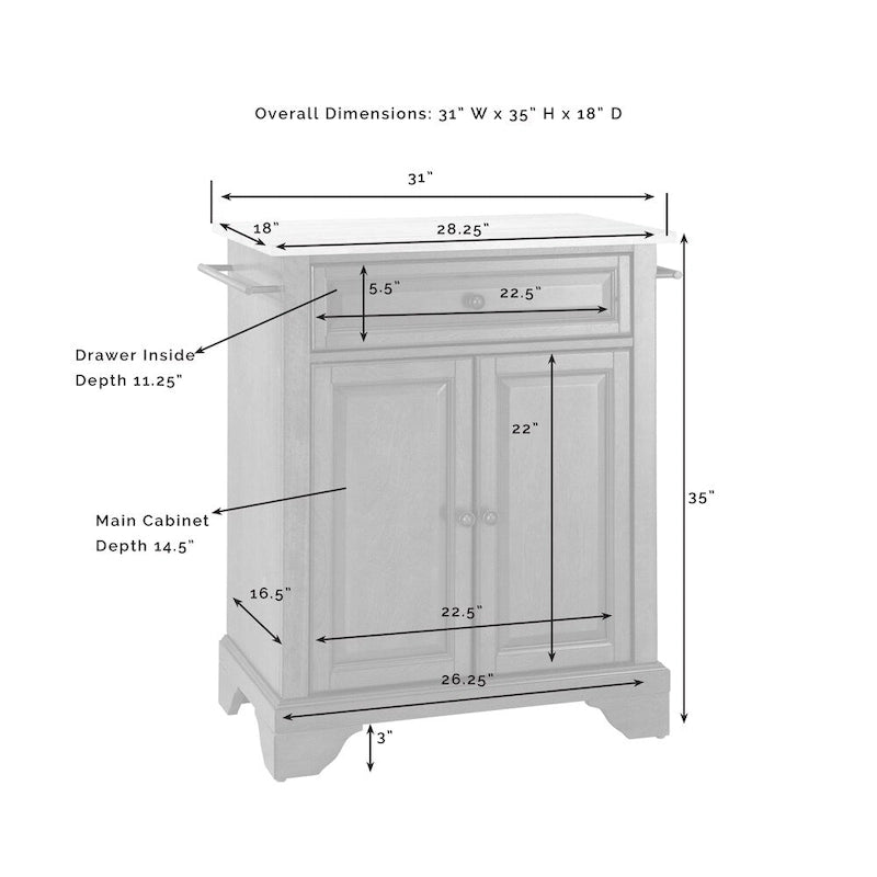 Îlot de cuisine compact blanc portable avec tiroir supérieur en acier inoxydable et barres porte-serviettes