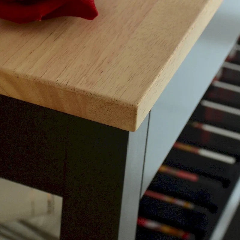 Desserte de cuisine roulante avec plateau en bois naturel, 2 étagères ouvertes et porte-serviettes