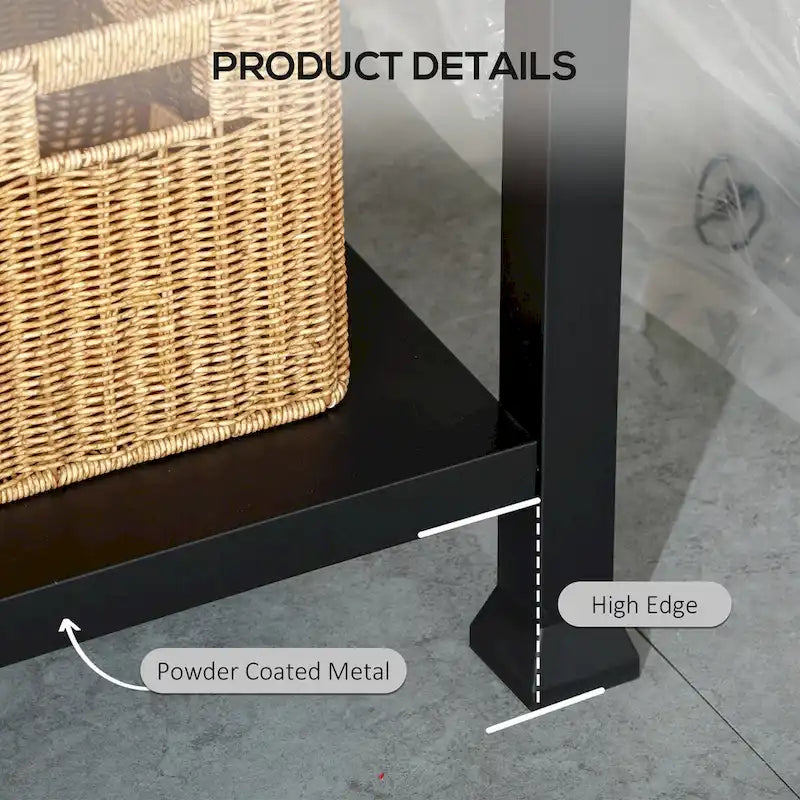 Chariot de barbecue extérieur noir avec plateau en acier inoxydable 3 étagères crochets et porte-serviettes