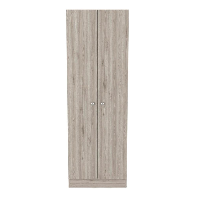 Ensemble de cuisine 2 pièces blanc et gris clair avec îlot et meuble de garde-manger à 8 étagères