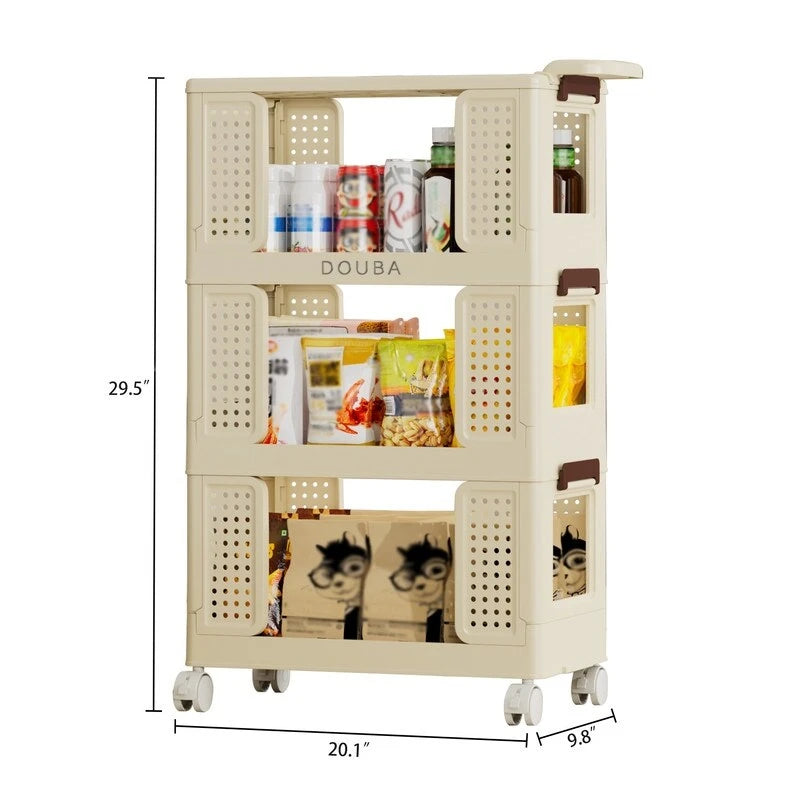 Dessertes de rangement roulantes à 4 niveaux pour cuisine ou salle de bain