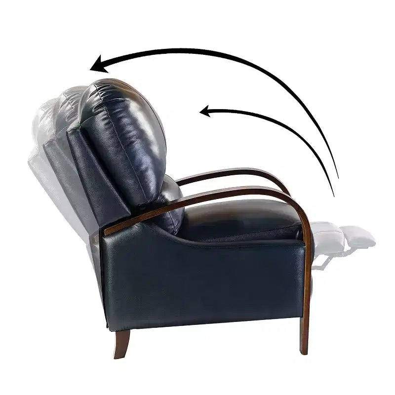 Ensemble de 2 fauteuils inclinables manuels en cuir véritable, inclinaison à 159°