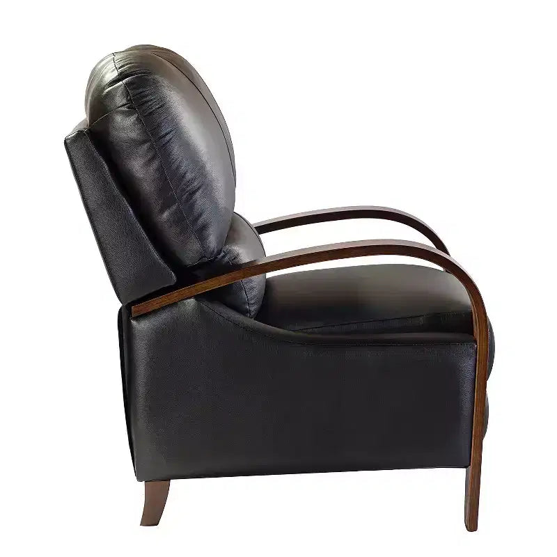 Ensemble de 2 fauteuils inclinables manuels en cuir véritable, inclinaison à 159°