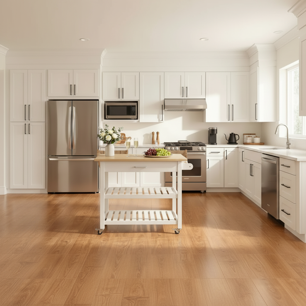 Rolling Kitchen Cart - Full Room Wide View